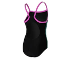 Speedo Girls' Hyperboom Thinstrap Muscleback One-Piece Swimsuit - Black/Arctic Glass