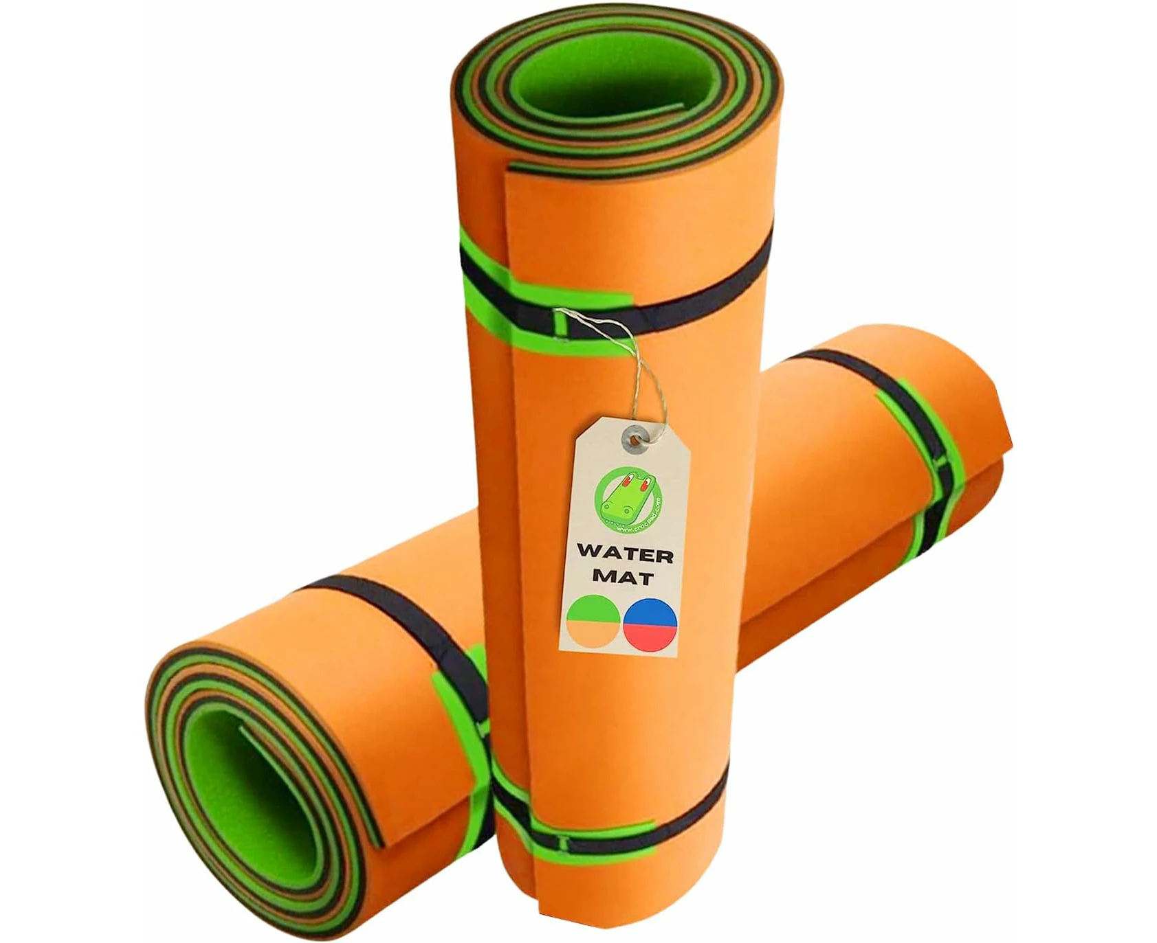 Crocpad Floating water mat 5.5m - Lime green & Orange, 3 layers XPE and 2 layers Nylon