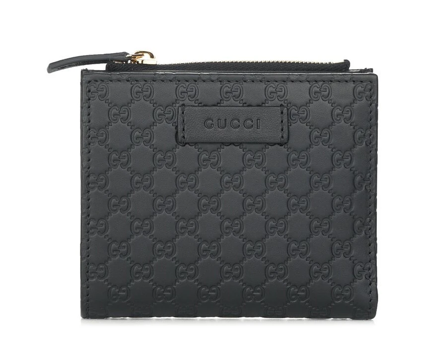 Gucci Micro GG Guccissima Leather Small Bifold Wallet 510318 Black