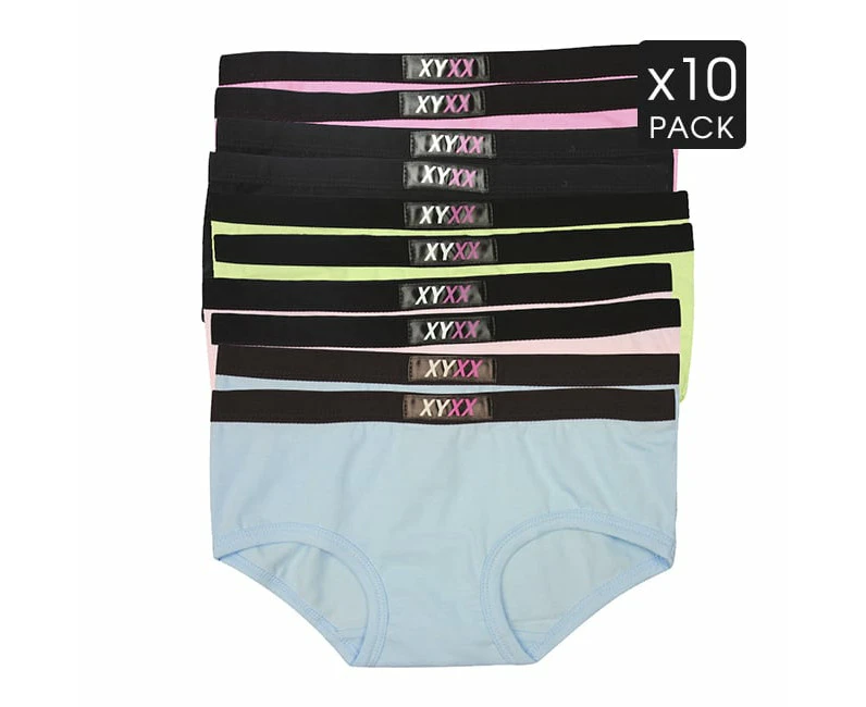 10 Womens Cotton Boyleg Panties Mix Colour Pack - XYXX Underwear