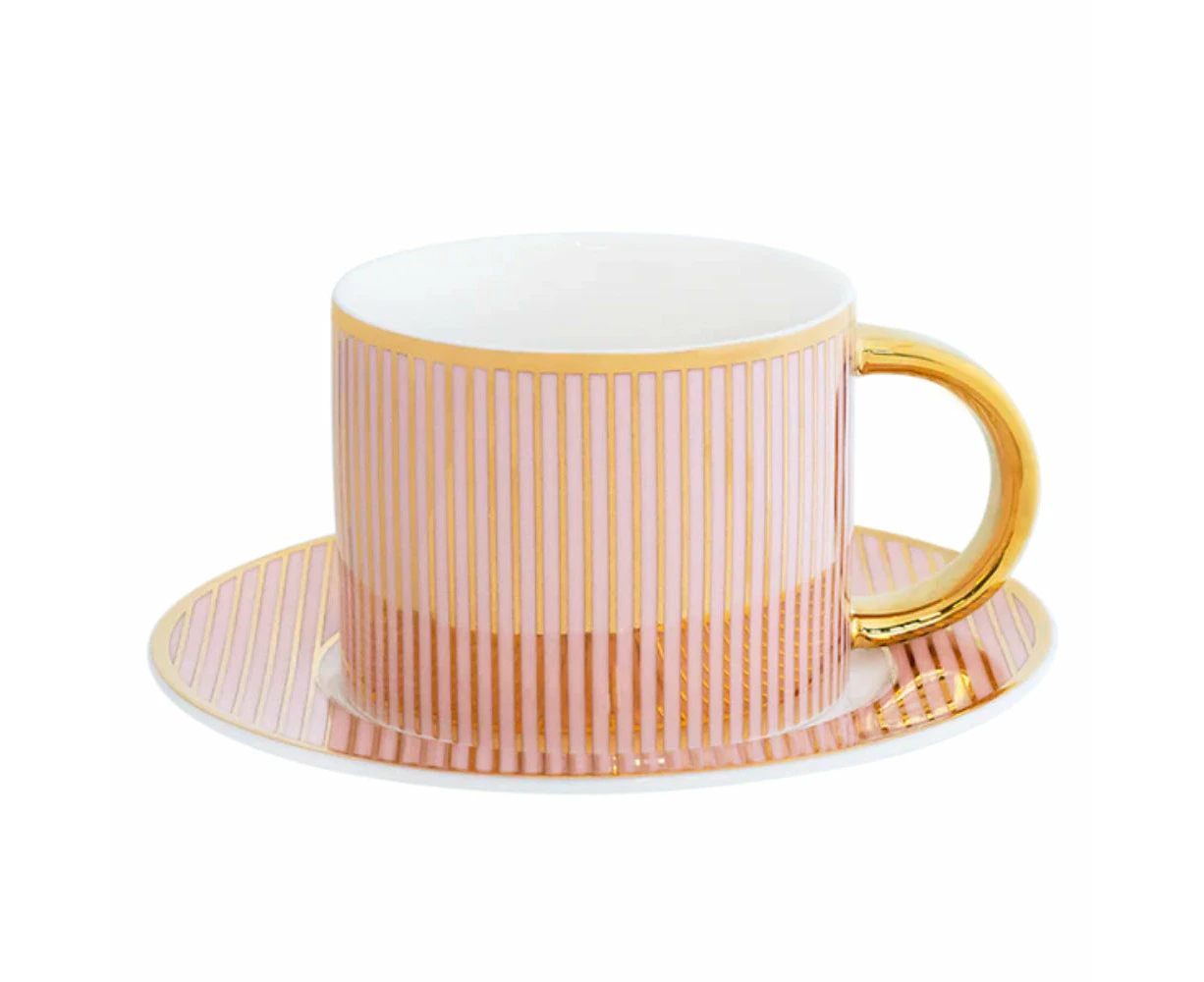 Cristina Re Pinstripe Teacup & Saucer - Blush