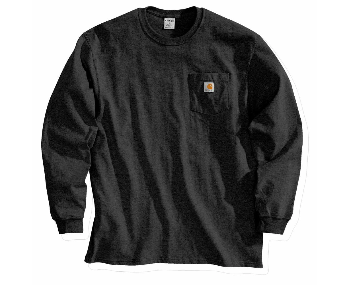 Carhartt Mens Workwear Pocket T Shirt Long Sleeve T Shirt - Black