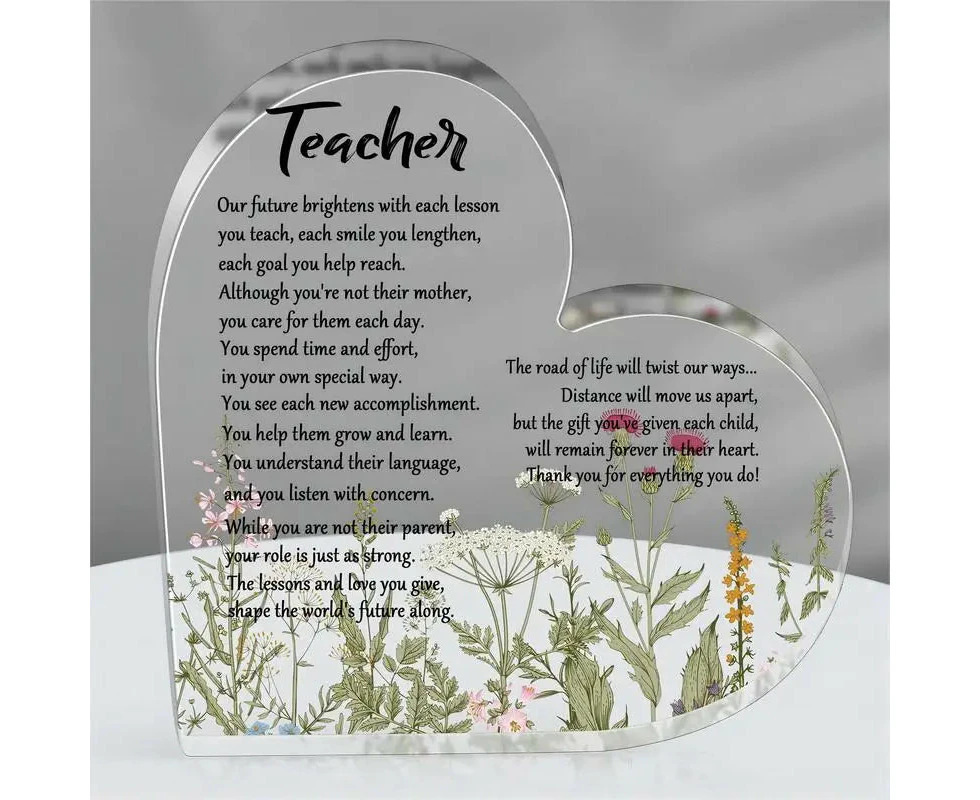 Teacher Appreciation Heart Acrylic Paperweight Thoughtful Gift