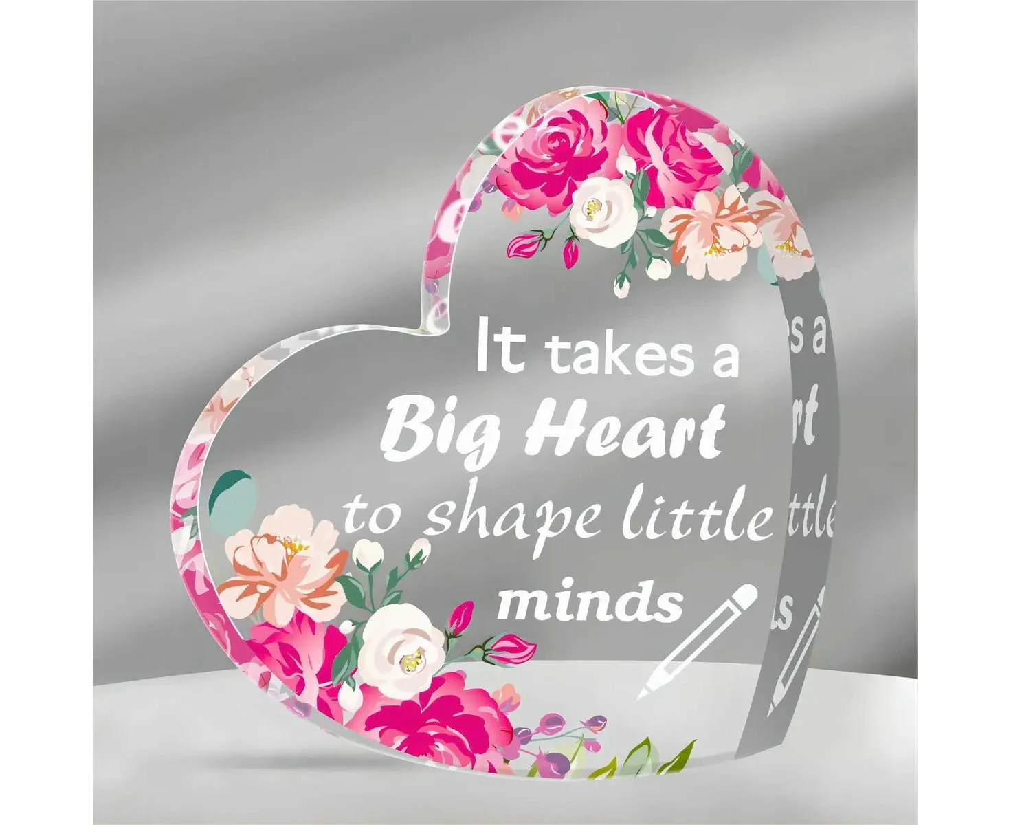 Clear Acrylic Heart Keepsake & Paperweight Teacher Appreciation Gift