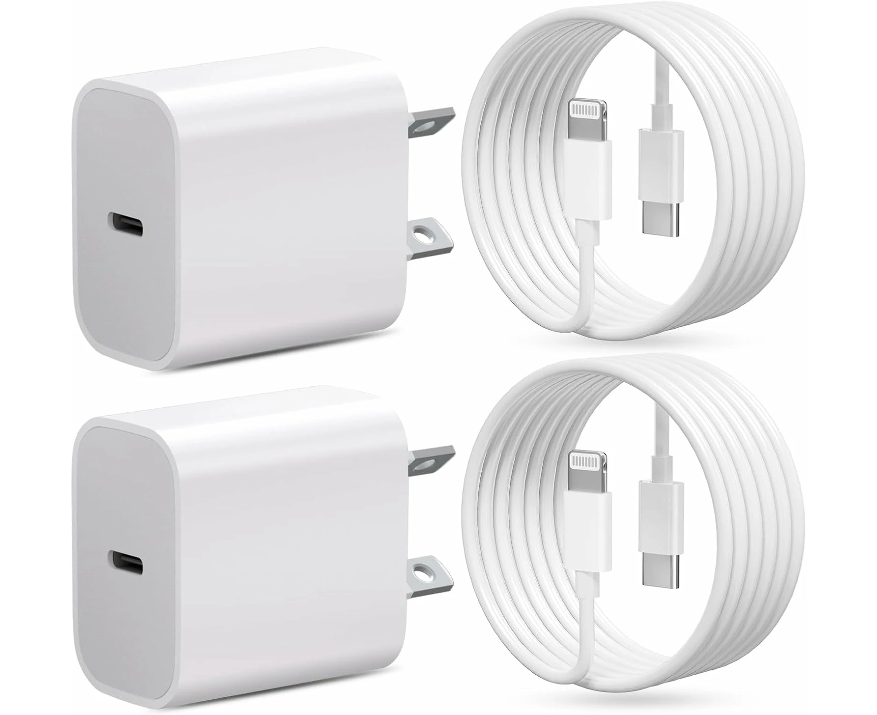 [2-Pack] Fast Charger 20W USB-C PD Wall Charger with 2m Cable Compatible with iPhone 14/13/12/11 Pro Max/ iPad AirPods