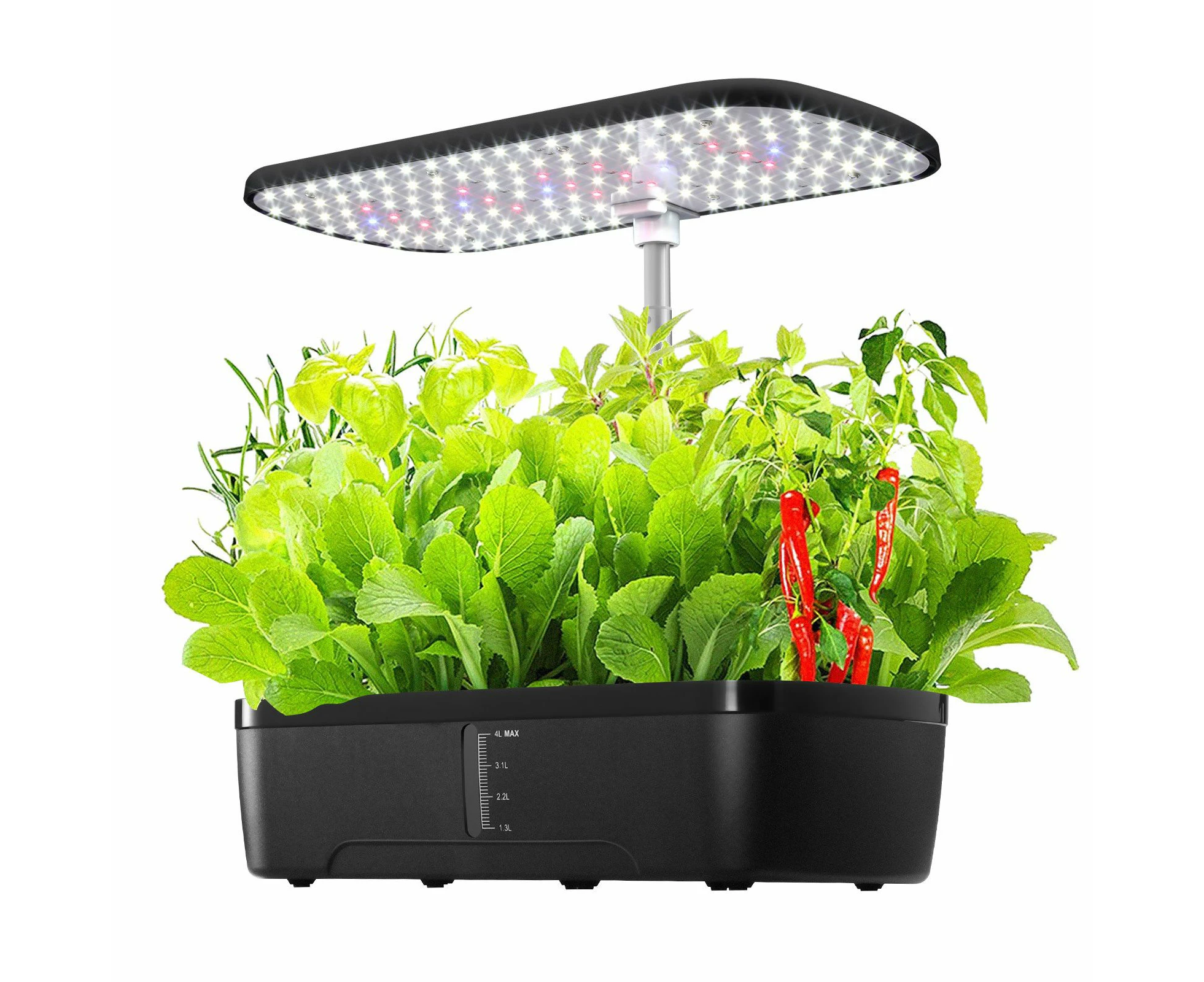 12 Pods Hydroponics Growing System Indoor Herb Garden Kit Plant Germination Full Spectrum 20W LED Light Smart Planter Water Pump 4L Tank