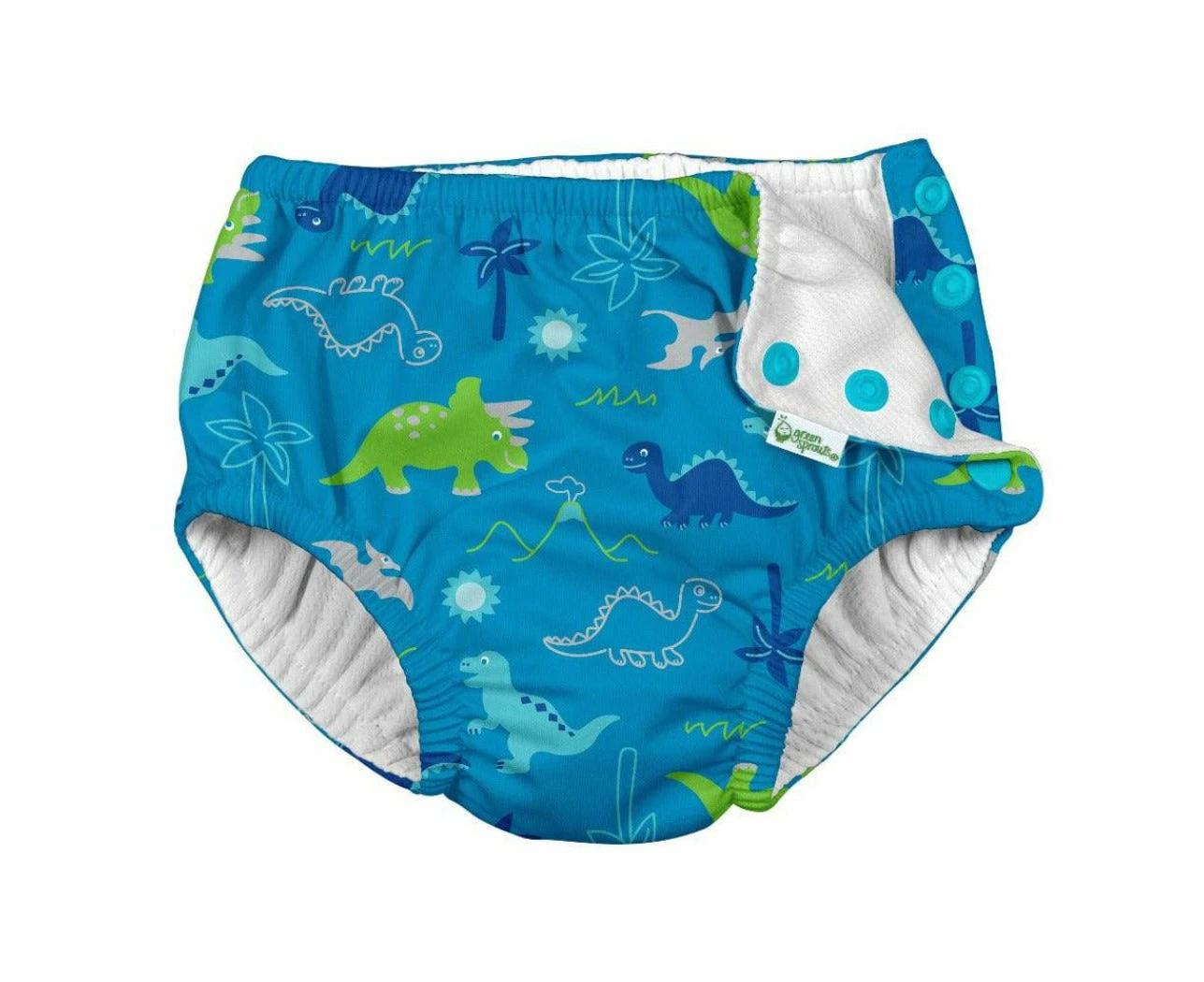 Green Sprouts | Swim Diaper Snap Reusable - Aqua Dinosaurs