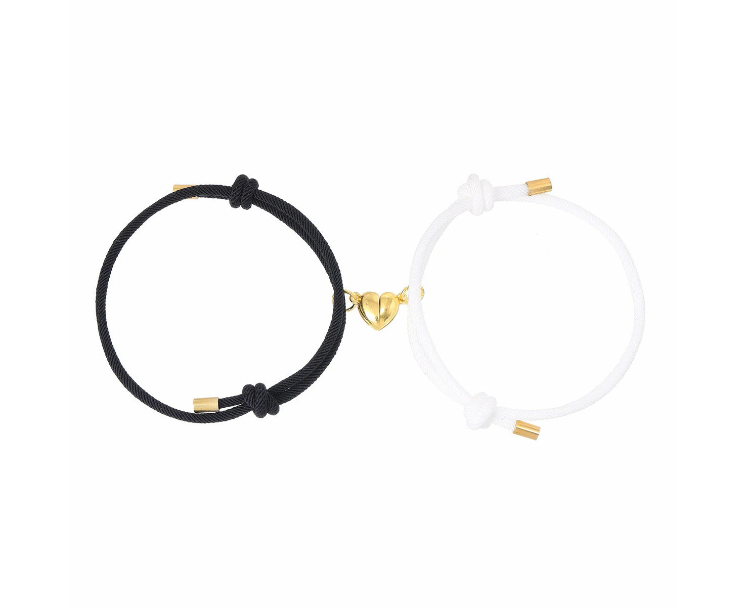 Magnetic Heart Connection Bracelet Set-Black white