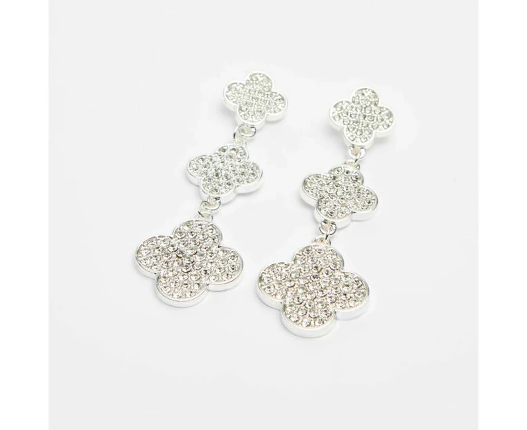 Target Pave Triple Flower Drop Earrings