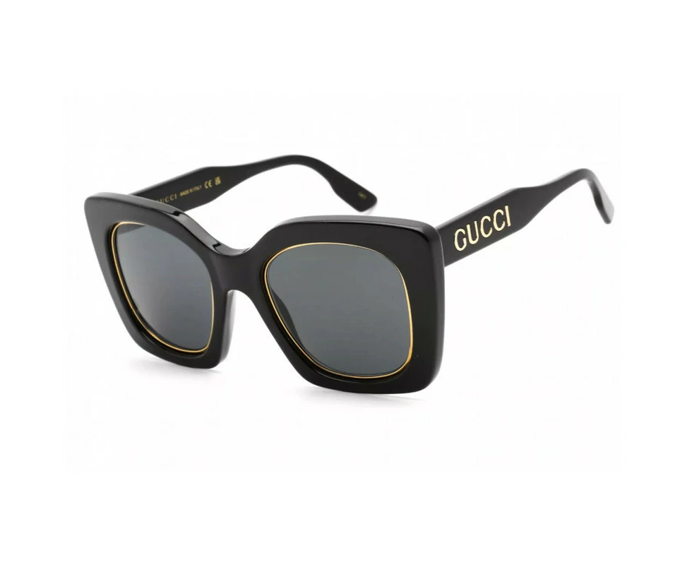 Gucci Women's Acetate GG1151S 001 Shiny Black / Dark Grey Square Sunglasses 51mm