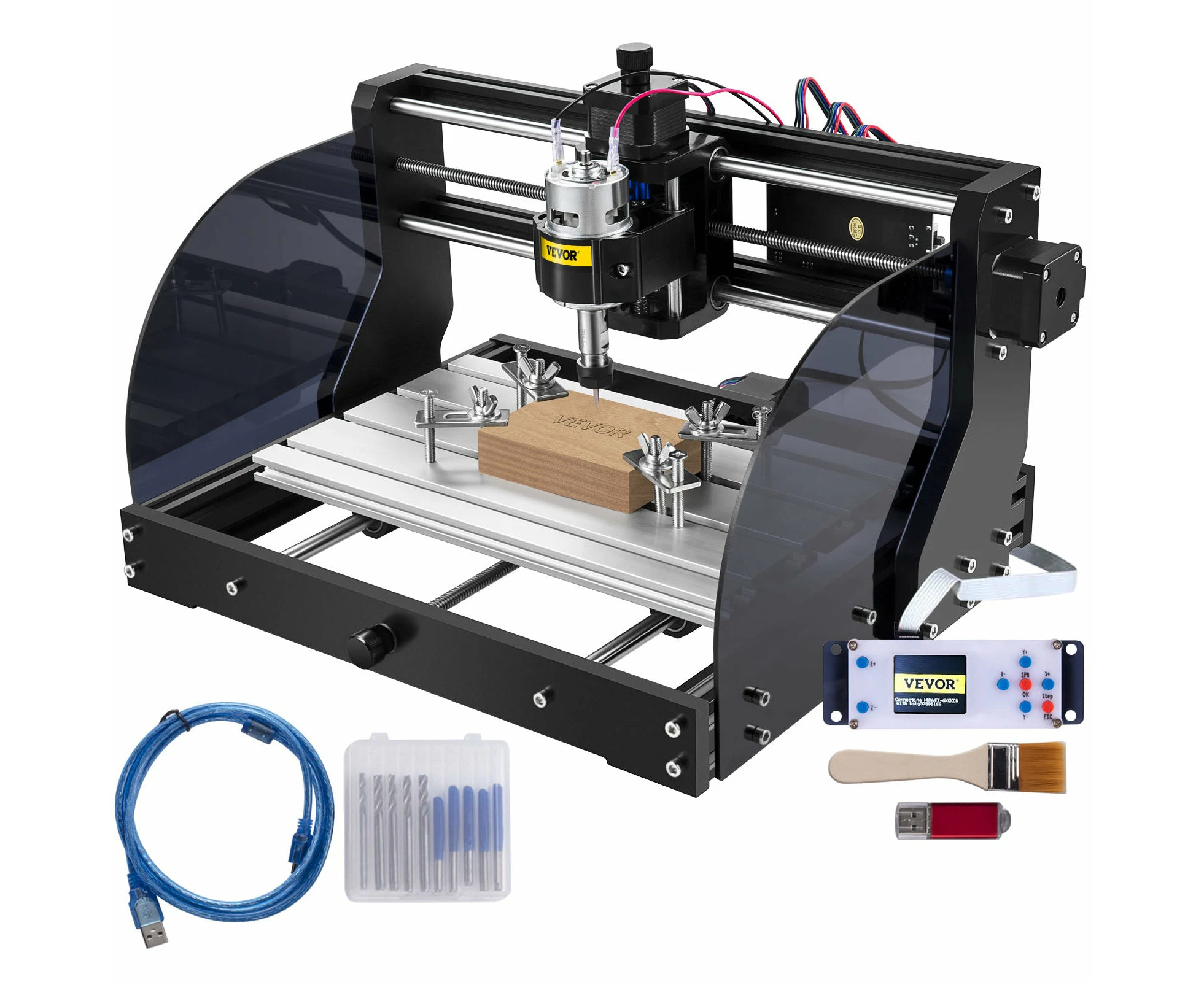 Laser Engraver, 3018 Pro, 15000MW Laser, 3 Axis, 10000 r/min, GRBL control, USB, Black with 2500MW Laser