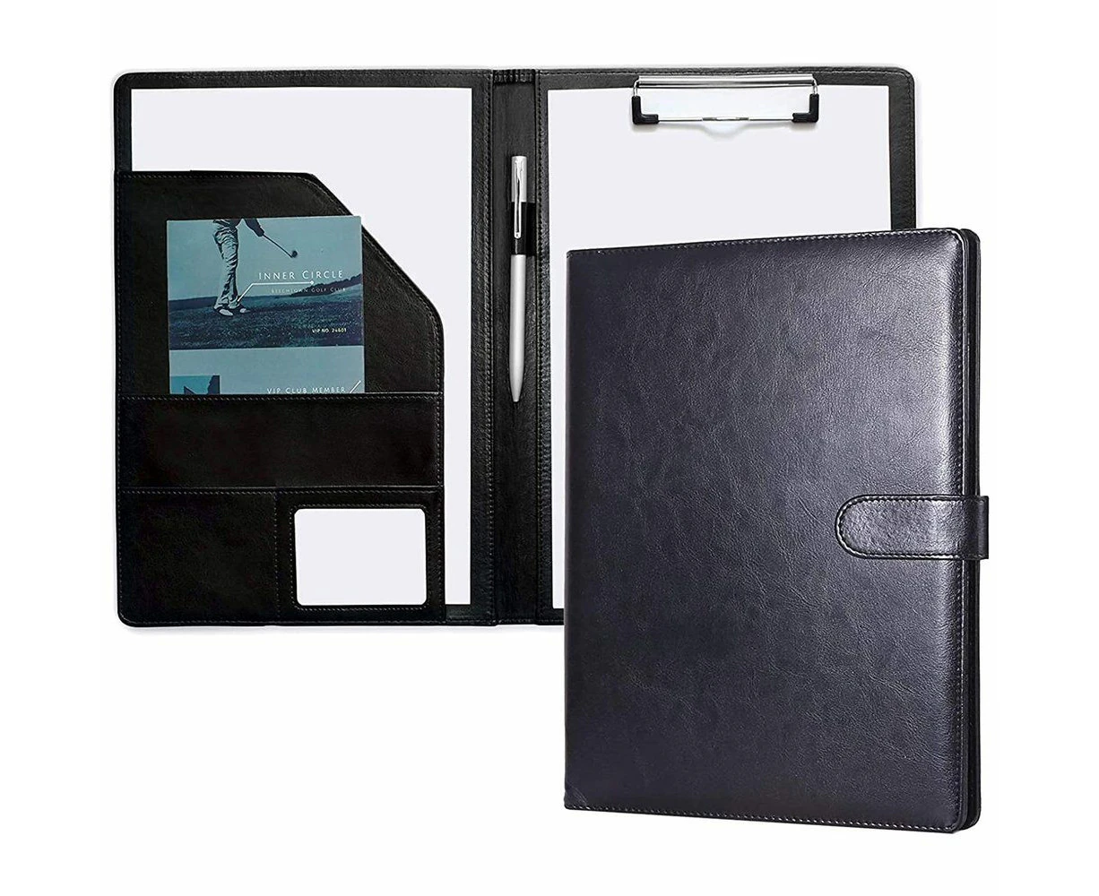 Conference folder A4 leather clipboard folder, document organizer with notepad