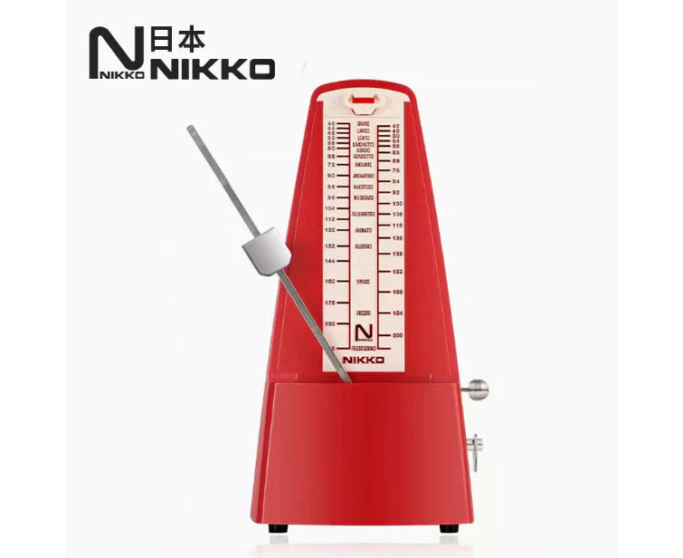 Nikko Mechanical Metronome Beat Tempo for Piano Guitar Violin(Made In Japan) - Bright Red