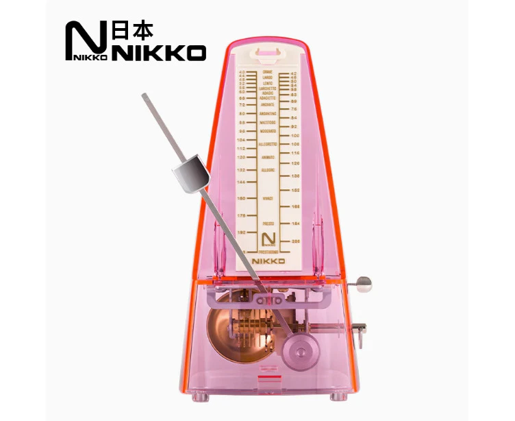 Nikko Mechanical Metronome Beat Tempo for Piano Guitar Violin(Made In Japan) - Transparent Pink