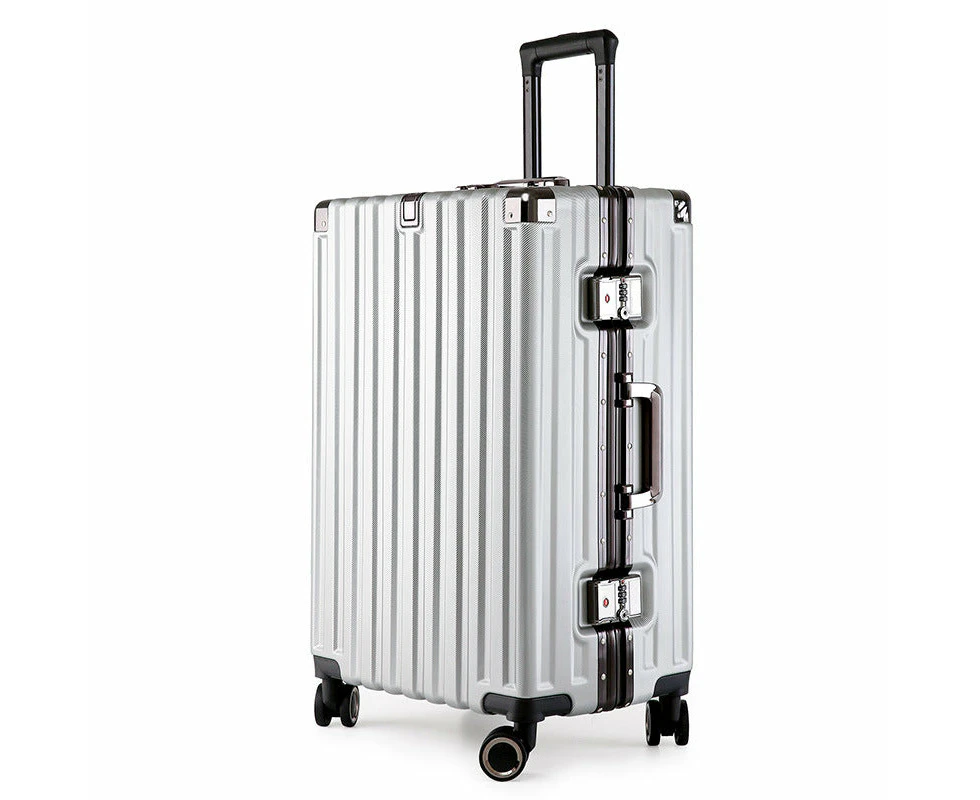 Aluminum Alloy Hard-Shell Suitcase with TSA Lock -20" Spinner Luggage in Silver