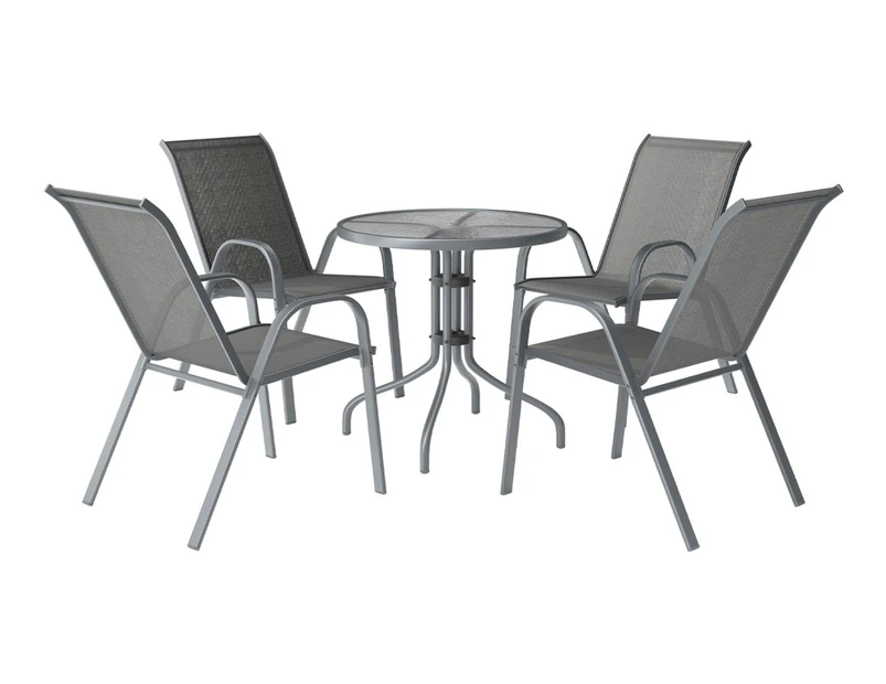 ALFORDSON 5PCS Outdoor Table and Chairs Set Garden Grey