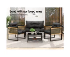 ALFORDSON Outdoor Furniture 4PCS Lounge Set Grey