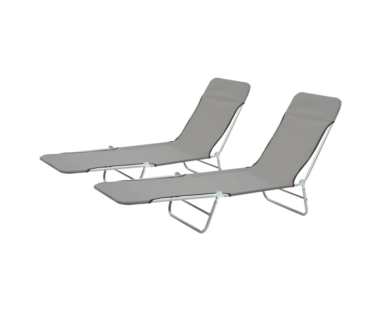 Portable Deck Pool Loungers 2 Pieces Garden Camping Folding Sunbed Reclining Chair 56x182x24.5cm