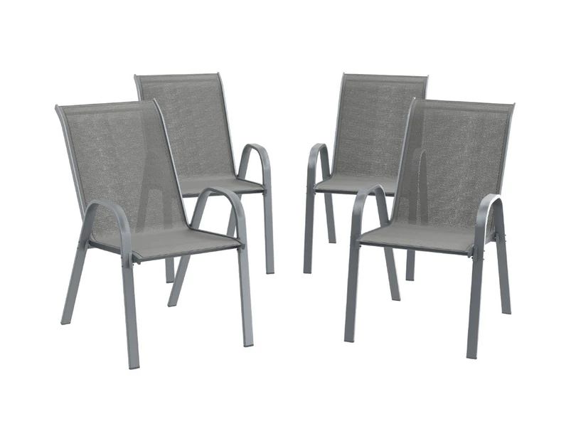 ALFORDSON 4x Outdoor Lounge Chairs Patio Dining Furniture Grey