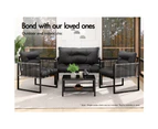 ALFORDSON Outdoor Furniture 2PCS Lounge Set Black Grey