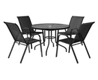 ALFORDSON 5PCS Patio Furniture Set Outdoor Dining Round Table and Chairs Black