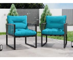 ALFORDSON Outdoor Furniture 2x Patio Chairs Garden Wicker Armchair Blue