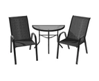 ALFORDSON 3PCS Outdoor Table and Chairs Bistro Set Black