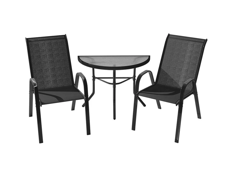 ALFORDSON 3PCS Outdoor Table and Chairs Bistro Set Black