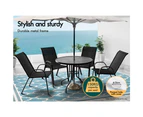 ALFORDSON 5PCS Patio Furniture Set Outdoor Dining Round Table and Chairs Black