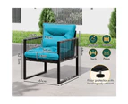 ALFORDSON Outdoor Furniture 2x Patio Chairs Garden Wicker Armchair Blue