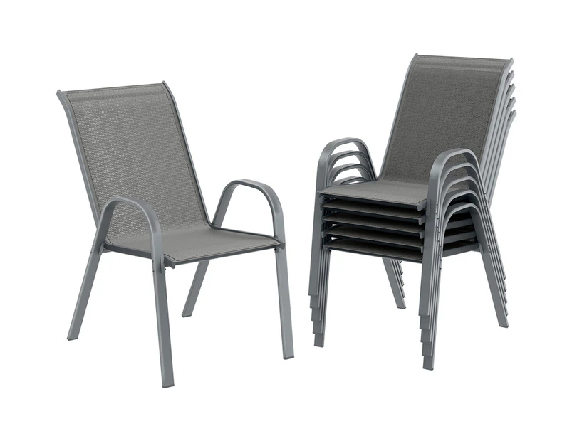 ALFORDSON 6x Outdoor Lounge Chairs Patio Dining Furniture Grey