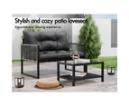 ALFORDSON Outdoor Furniture 2PCS Lounge Set Black Grey