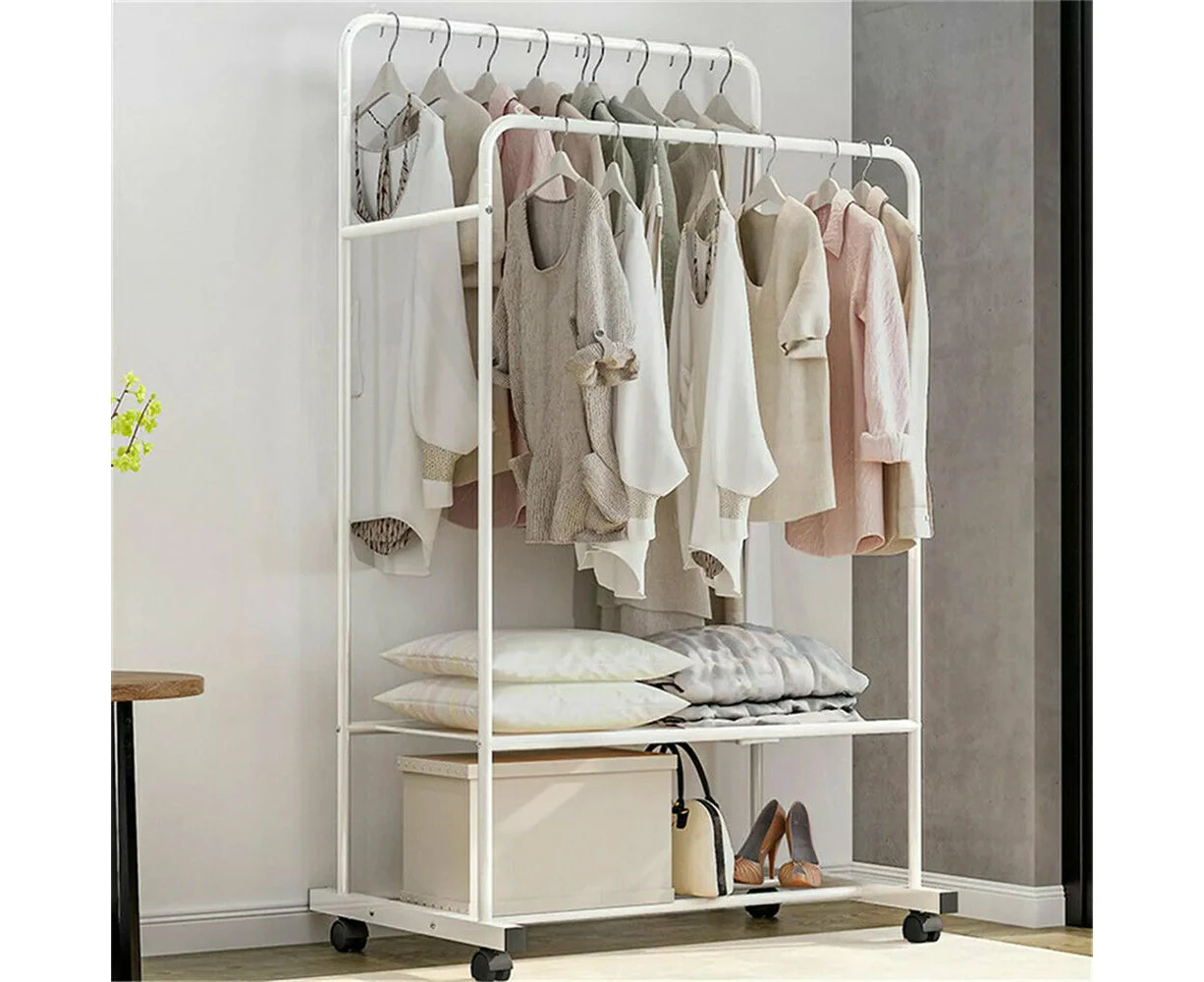 Vibe Geeks 1.5M Clothes Rack Double Rail Rolling Stand Shoes Rack Storage Shelf