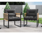 ALFORDSON Outdoor Furniture 2x Patio Chairs Garden Wicker Armchair Grey