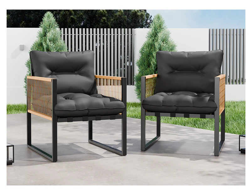 ALFORDSON Outdoor Furniture 2x Patio Chairs Garden Wicker Armchair Grey