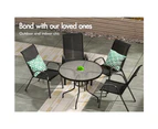 ALFORDSON 5PCS Patio Furniture Set Outdoor Dining Round Table and Chairs Black