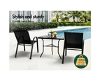 ALFORDSON 3PCS Outdoor Table and Chairs Bistro Set Black