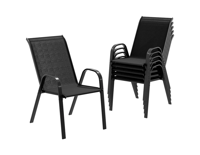 ALFORDSON 6x Outdoor Lounge Chairs Patio Dining Furniture Black