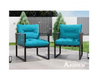 ALFORDSON Outdoor Furniture 2x Patio Chairs Garden Wicker Armchair Blue