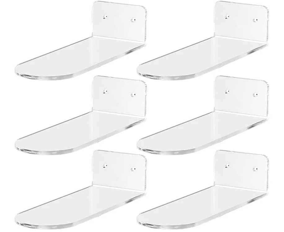 6 Pack Floating Shoe Shelves,Transparent Acrylic Wall Mounted Shoe Display Shelves