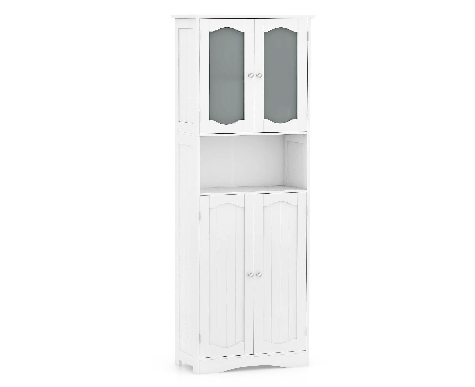 White glass bathroom cabinet