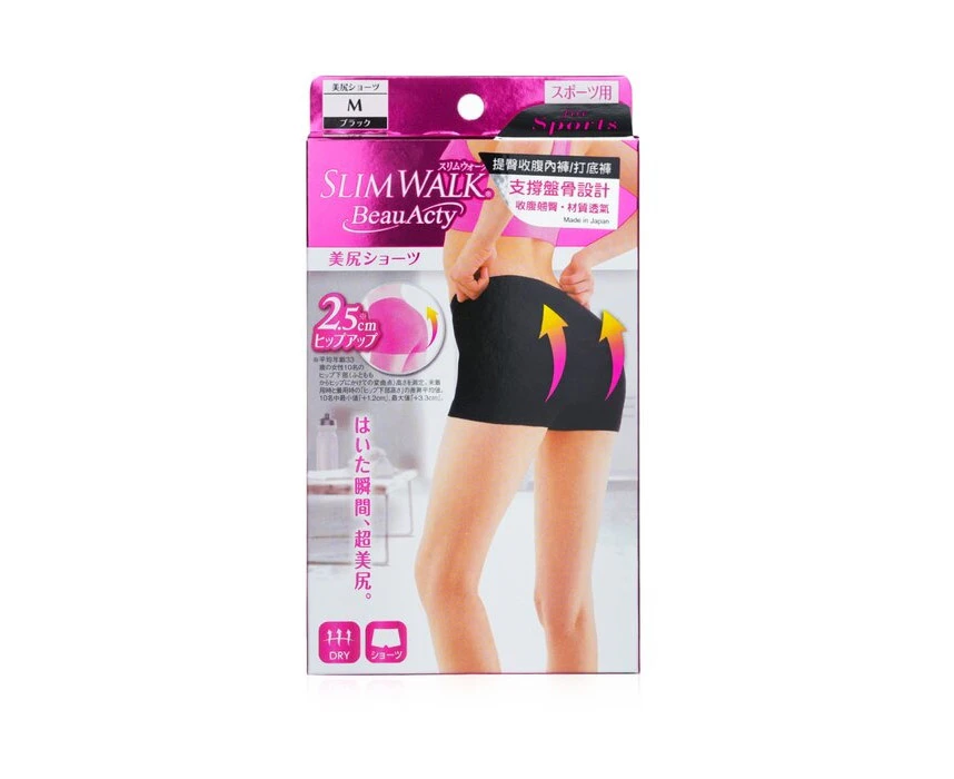 SlimWalk Buttocks Shorts for Sports, #Black (Size: M) 1pair