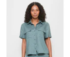 Target European Linen Utility Cropped Shirt