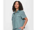 Target European Linen Utility Cropped Shirt