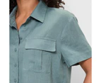 Target European Linen Utility Cropped Shirt