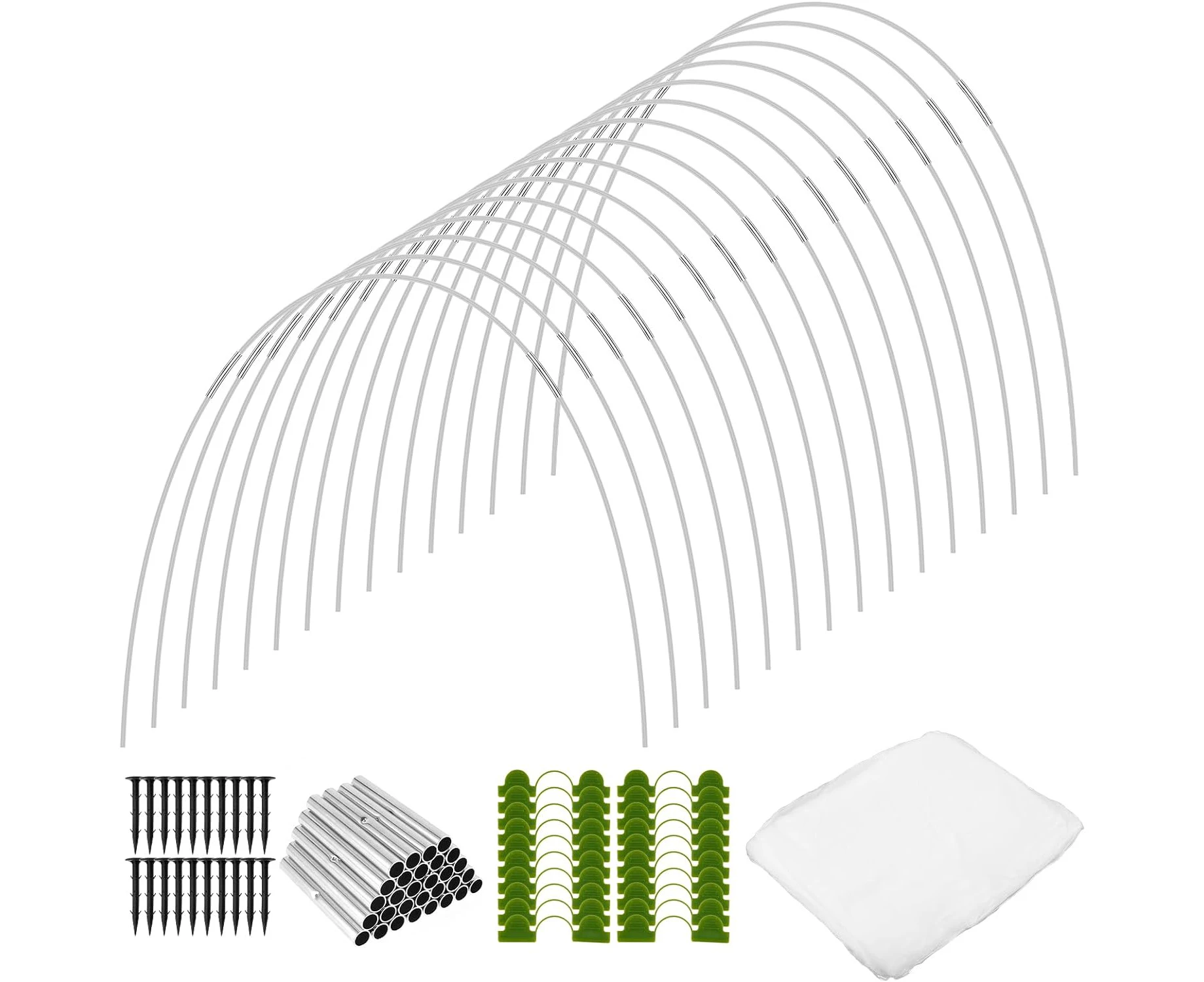 30pcs/15pcs Greenhouse Hoop Garden Netting Kit Bendable Greenhouse Wide Tunnel Hoop House with Clips Easy to Install Garden Mesh Netting Kit for Outdoor Lo