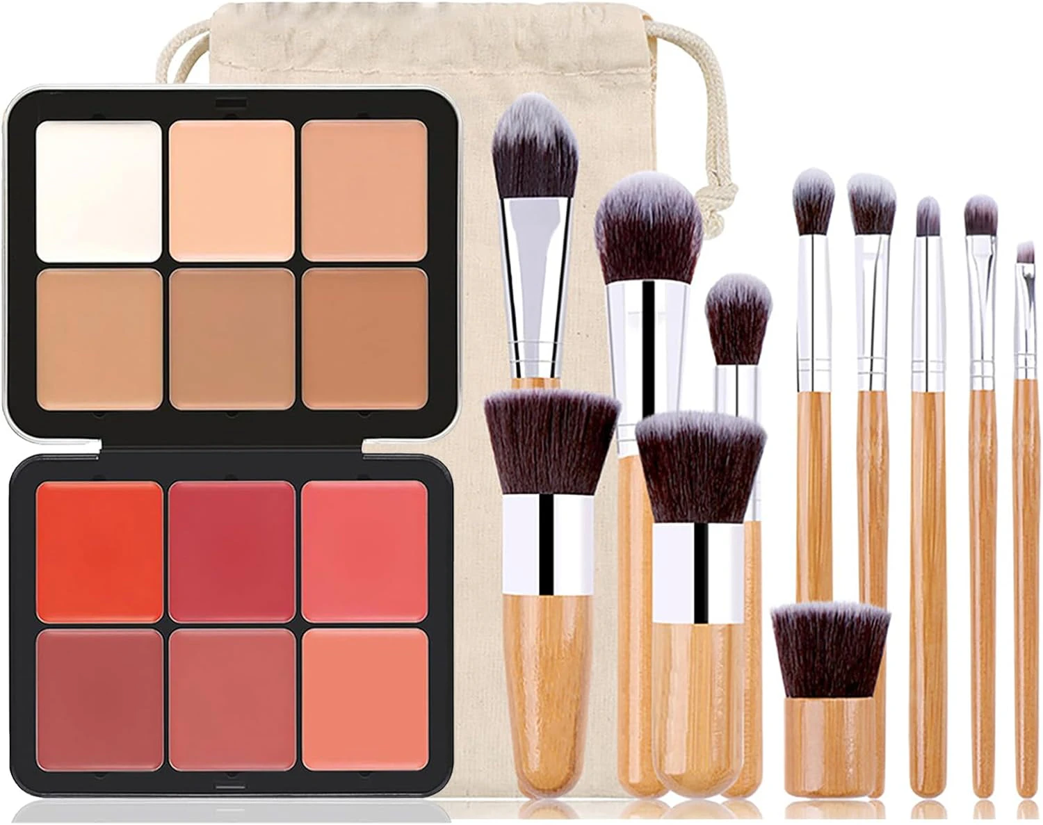 Joyeee Cream Concealer Palette/Blush Palette Kit, 2 In One Blendable Blush Concealer Contour Set with 11 Pcs Complete Makeup Brush and Storage Bag, High Im