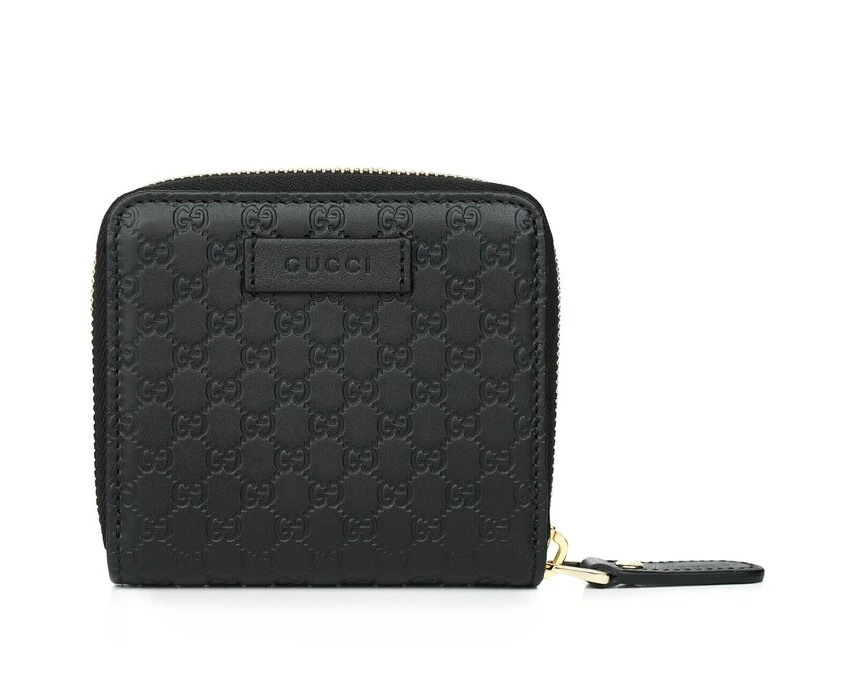 Gucci Micro GG Guccissima Leather Small Bifold Wallet 449395 Black