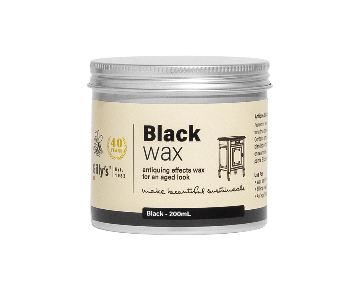 Gilly's Black DIY Wood/Furniture Antiquing Effects Non Toxic Dark Wax 200ml