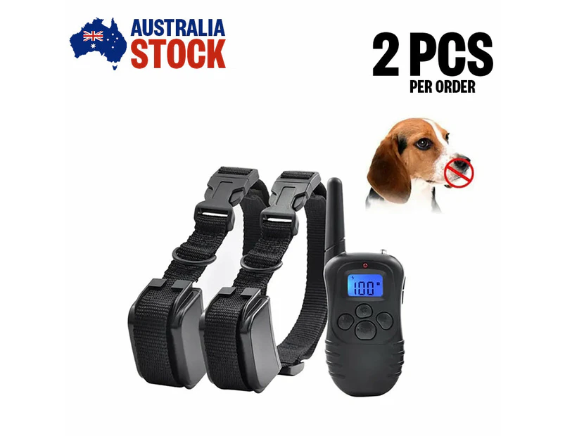 Dual Humane Dog Training Collar with Beep and Vibration Waterproof Rechargeable